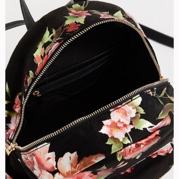 Floral mini faux suede foil accent backpack - Picture 4 of 7